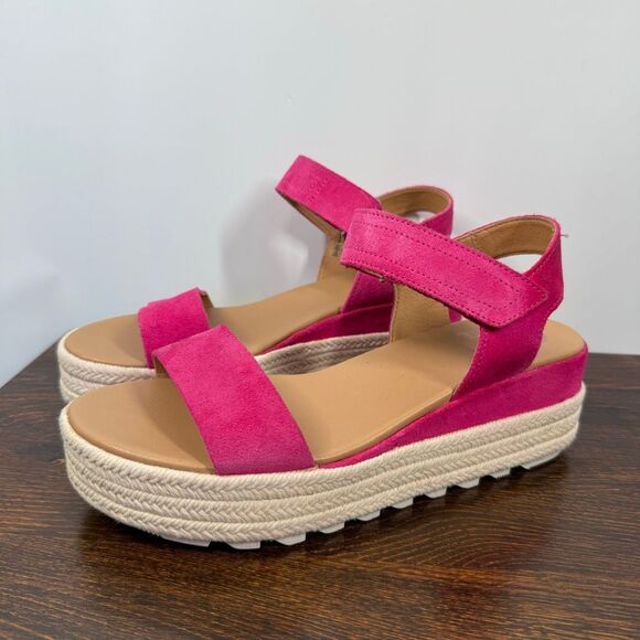 Sorel Women's Cameron Ankle-Strap Platform Sandals fuchsia white suede size 9 sh - Picture 4 of 10